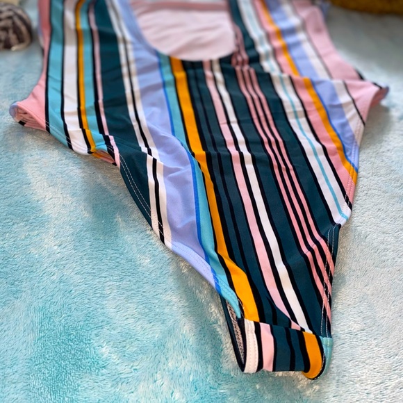 Forever 21 High-leg Candy Stripe One-piece - Picture 2 of 2